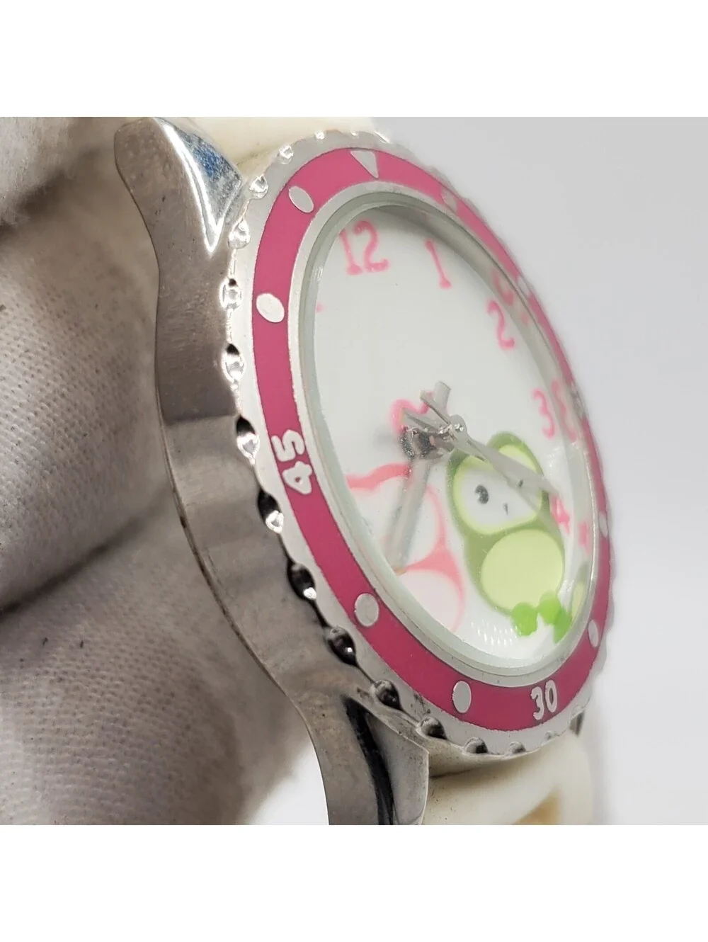 Accutime Two Owl Quartz Womens Watch 33mm Pink Bezel New Battery